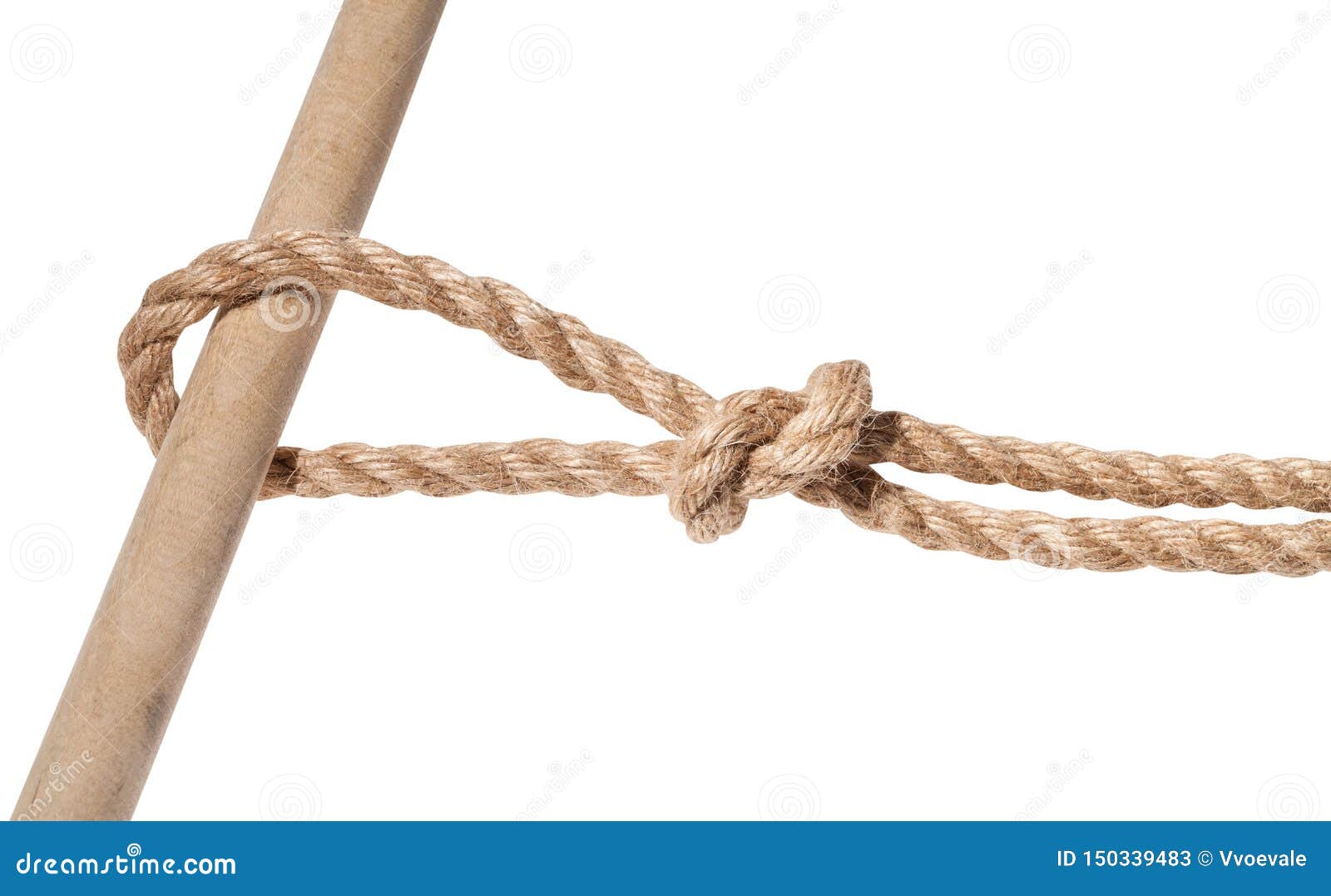 Running Knot Tied on Thick Jute Rope Isolated Stock Image - Image