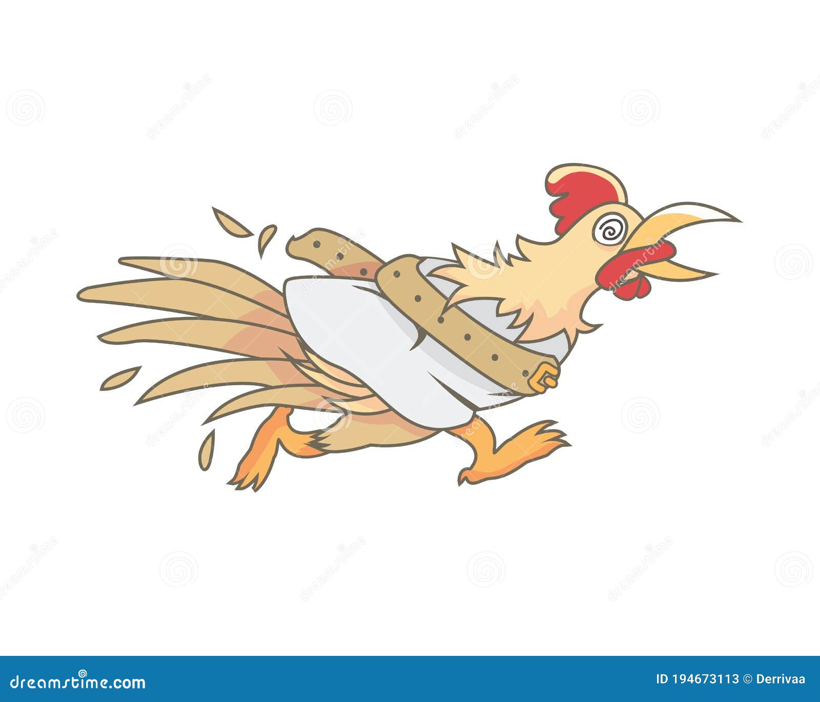 Running Mad and Crazy Chicken with Asylum Clothes Illustration Stock ...