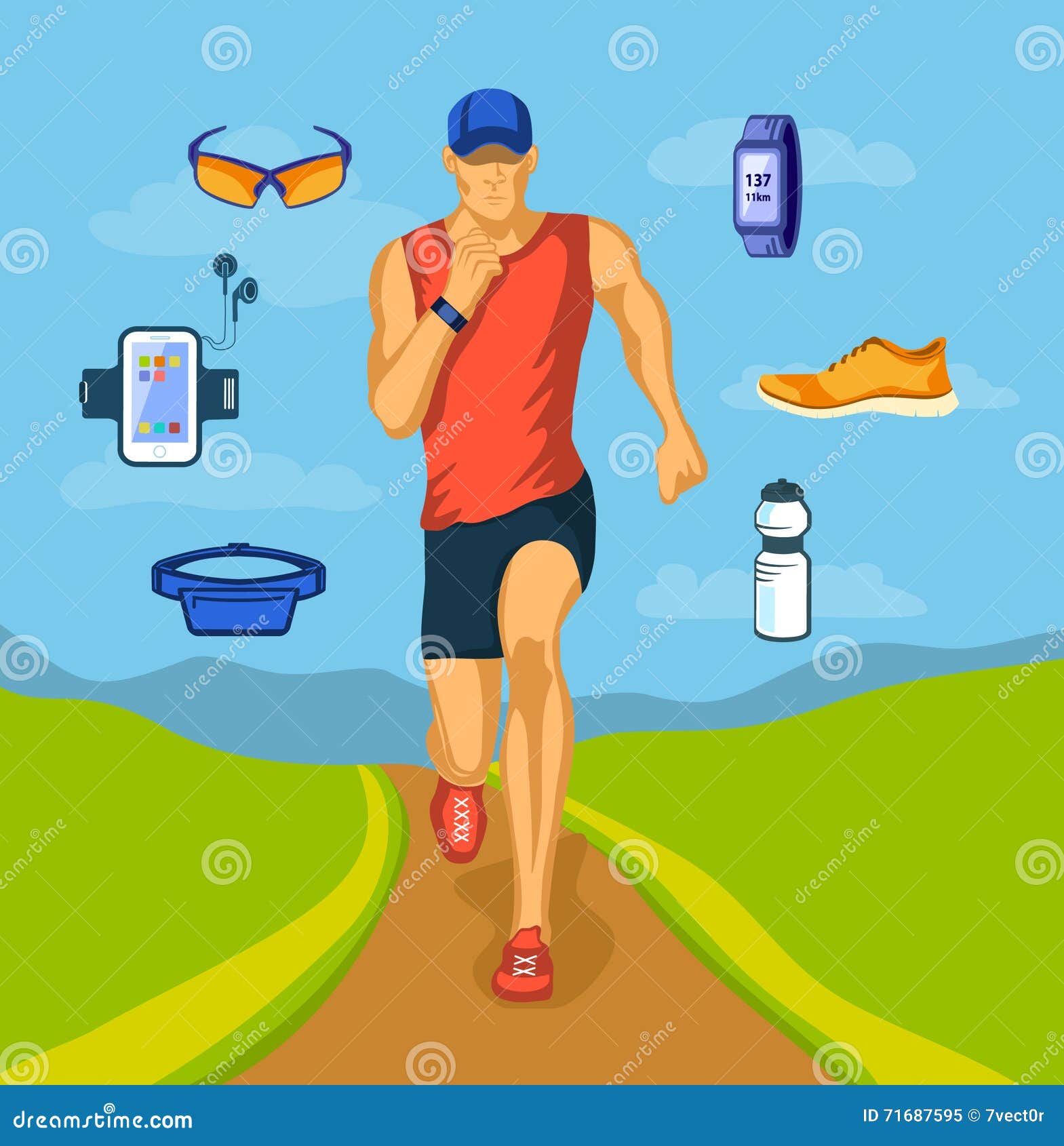 Running accessories for fitness gear Royalty Free Vector