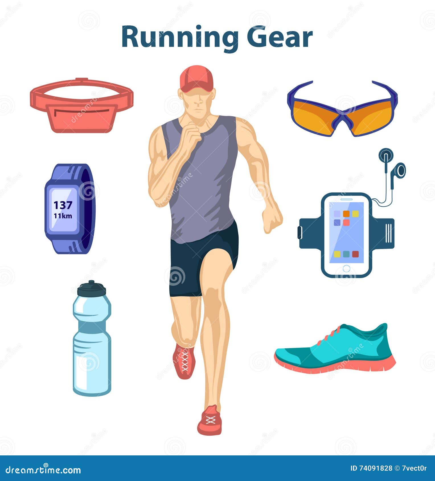 Running Man Vector Illustration. Running Gear Stock Vector