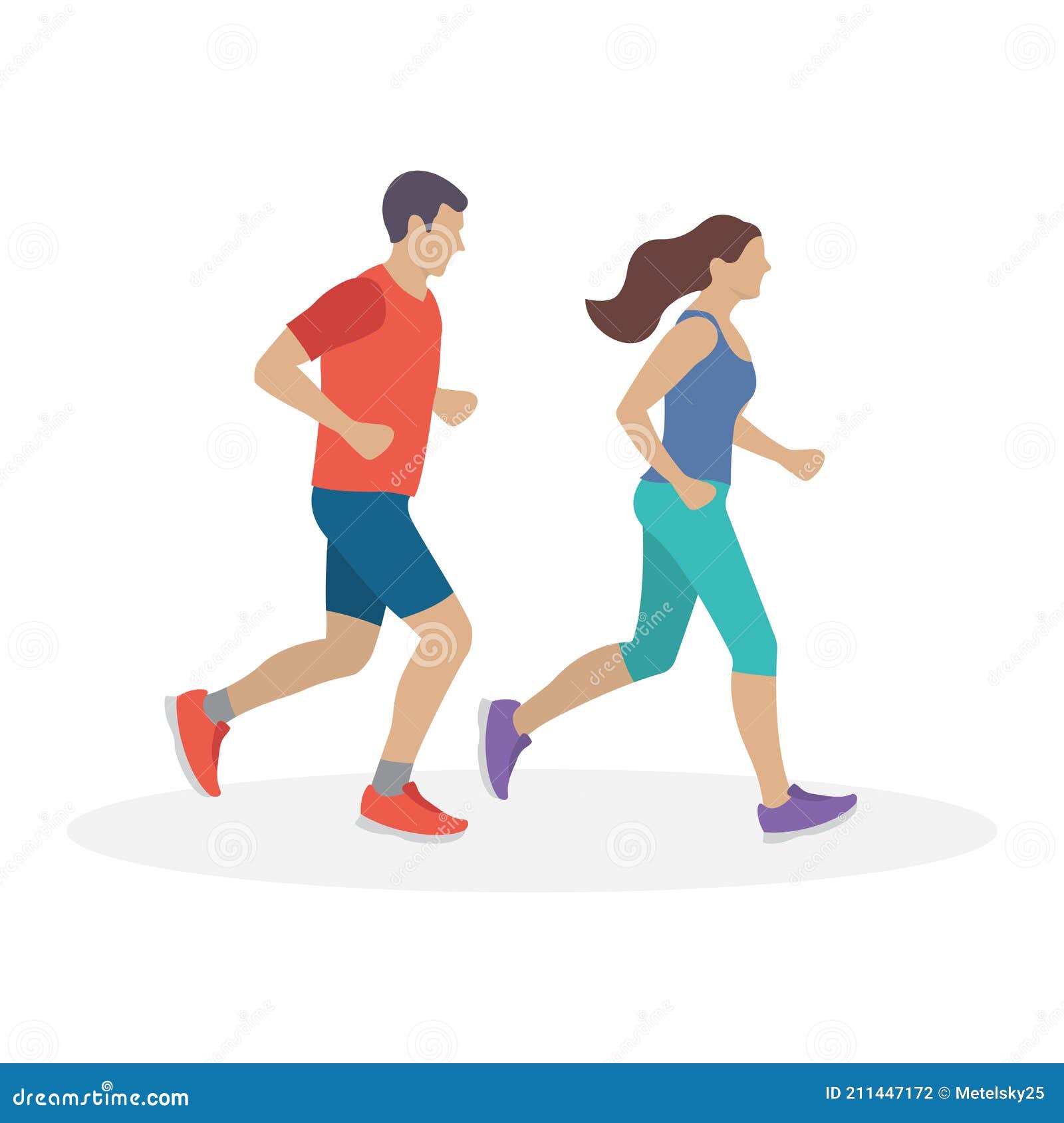 Running Man and Woman. Couple Jogging. Marathon Race Concept. Sport and ...