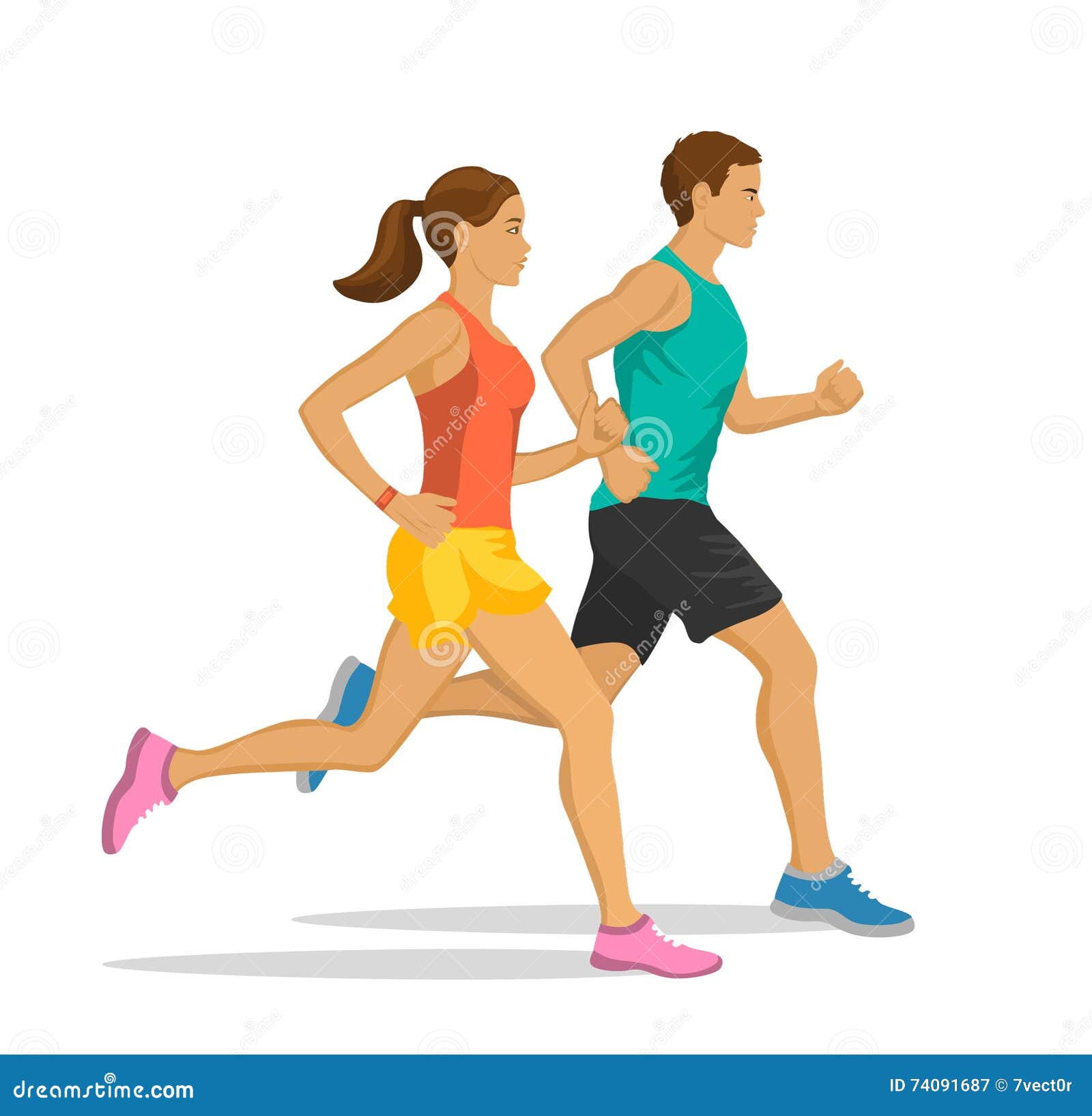 Running Man and Woman. stock vector. Illustration of outside - 74091687