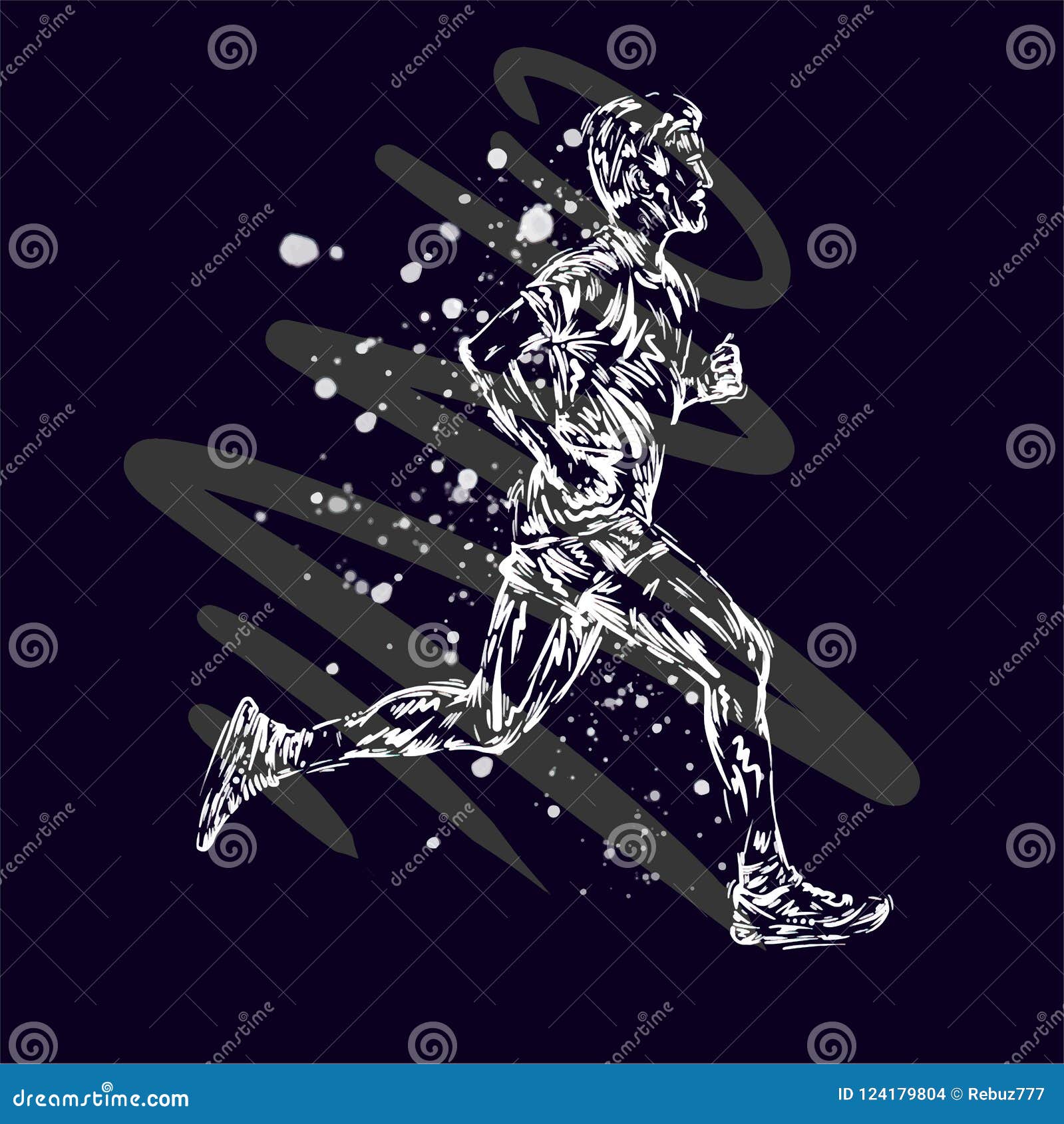 running marathon, people man run, colorful poster.   hand drawin sketch  poster