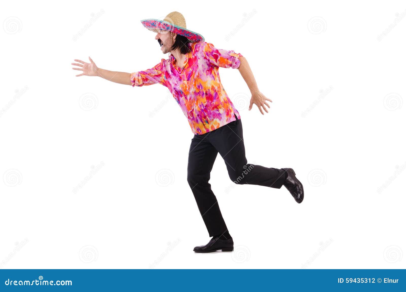 Running Mexican Isolated on White Stock Photo Image of party, mexican