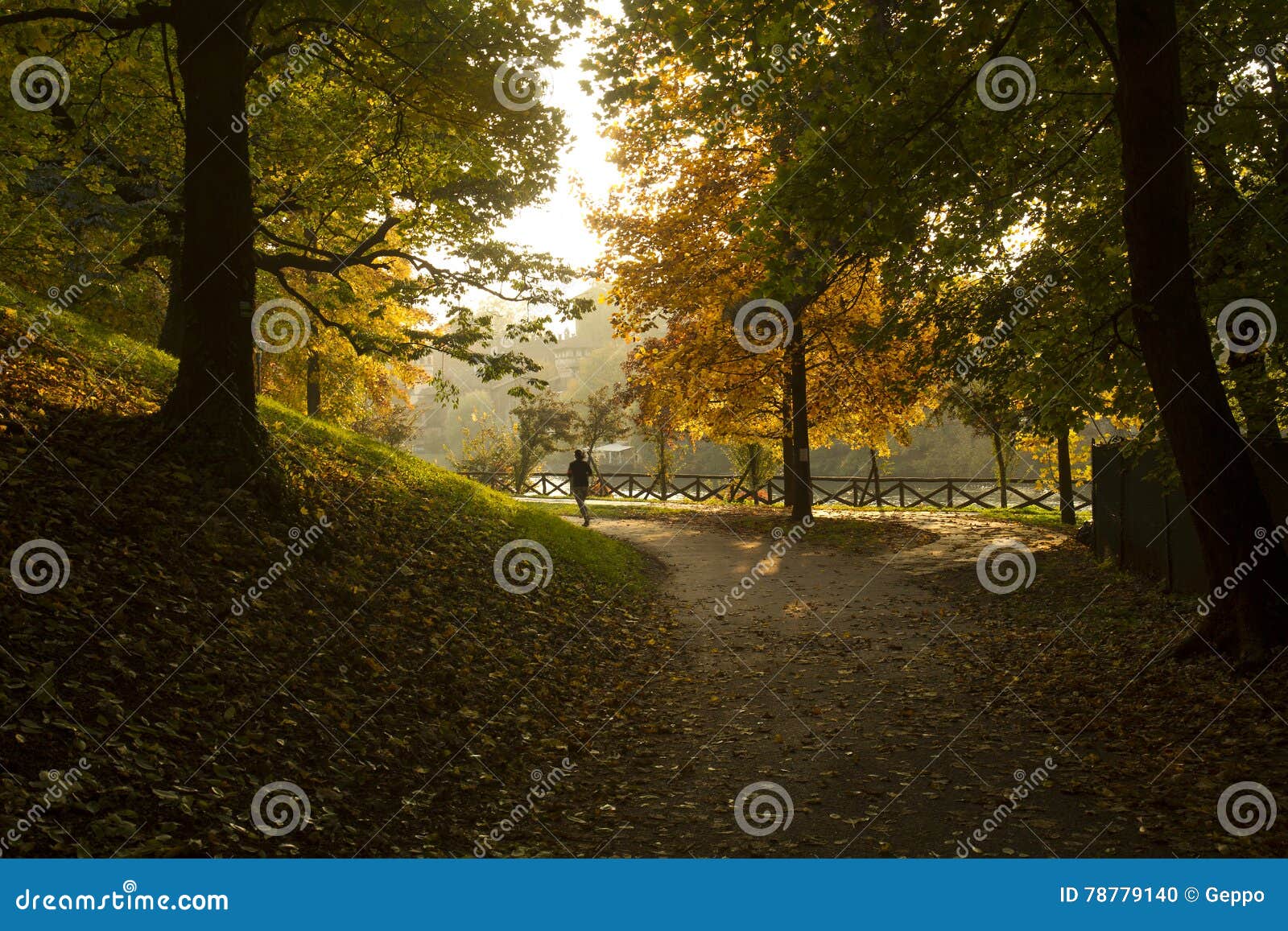 running in a park in turin italy