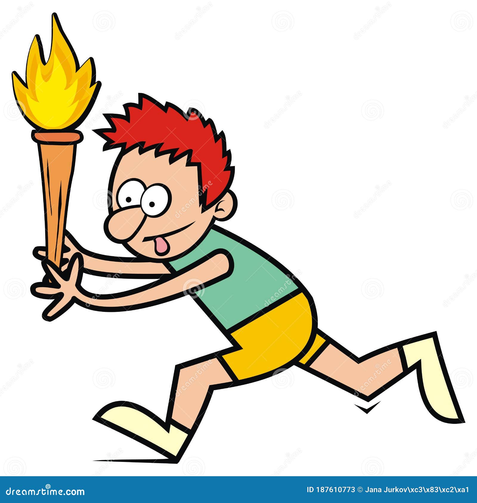 Running Person With Olympic Torch, Eps. Stock Vector - Illustration of