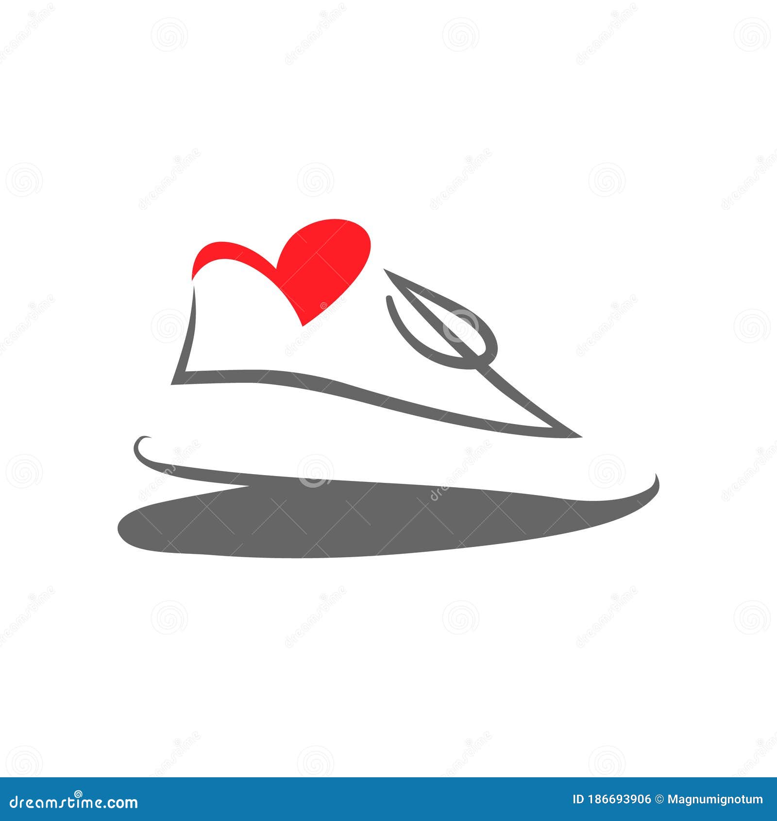 Running Shoe Heart Symbol on White Backdrop Stock Vector Illustration