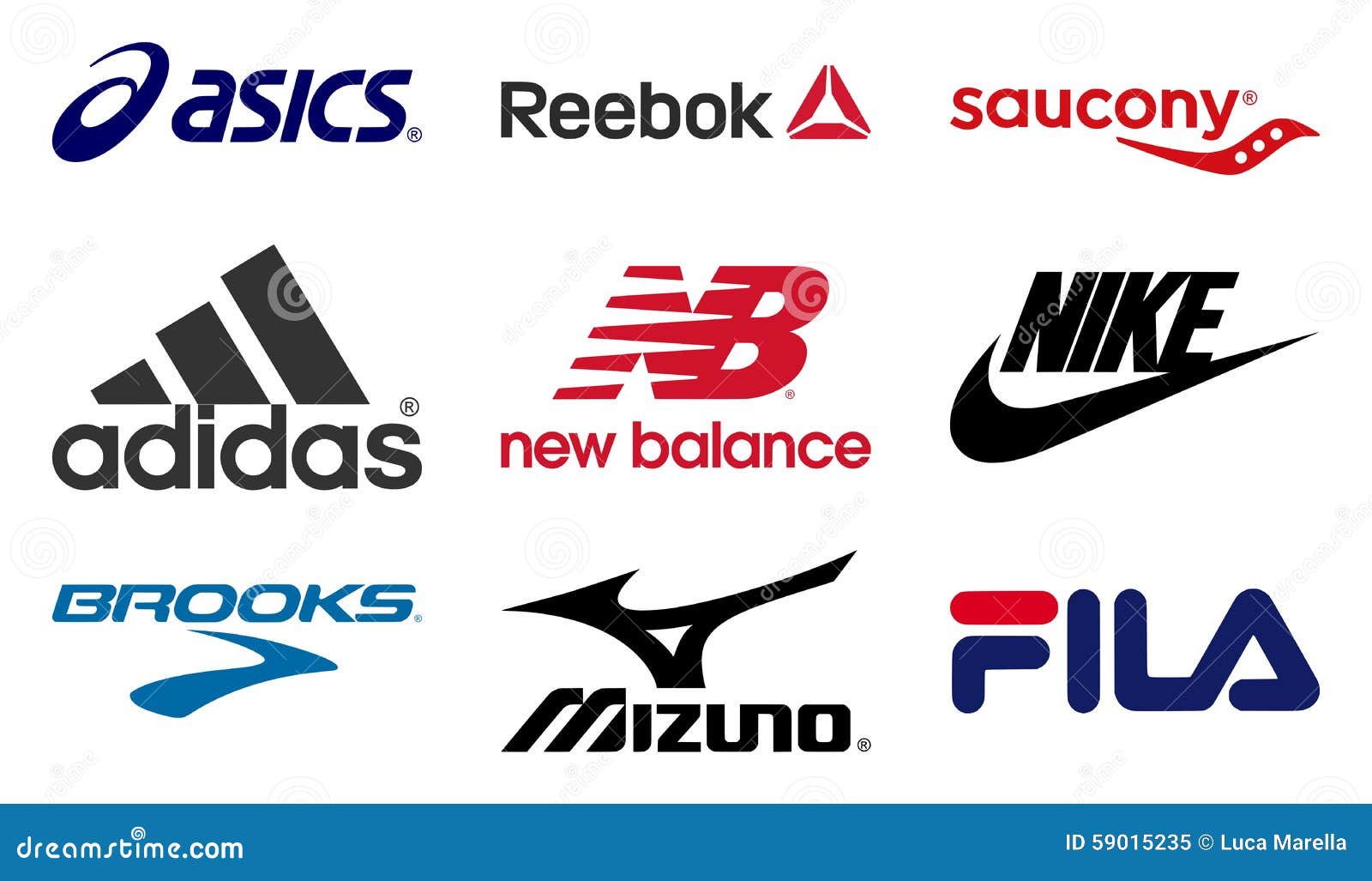 Running Shoes Producers Logos Editorial Image - Illustration of ...