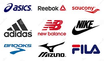 Running Shoes Producers Logos Editorial Image - Illustration of ...