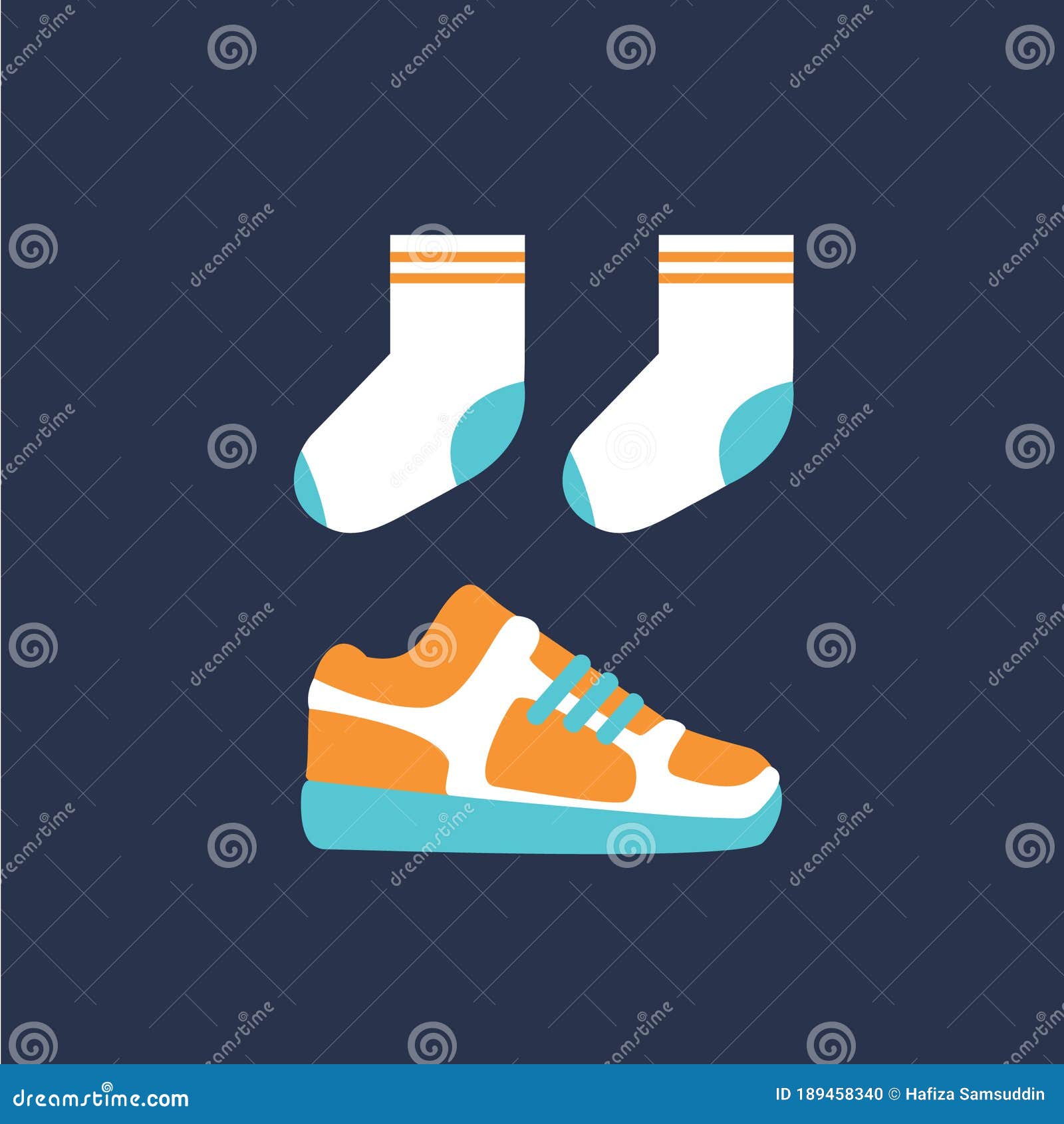 Running Shoes and Socks. Vector Illustration Decorative Design Stock