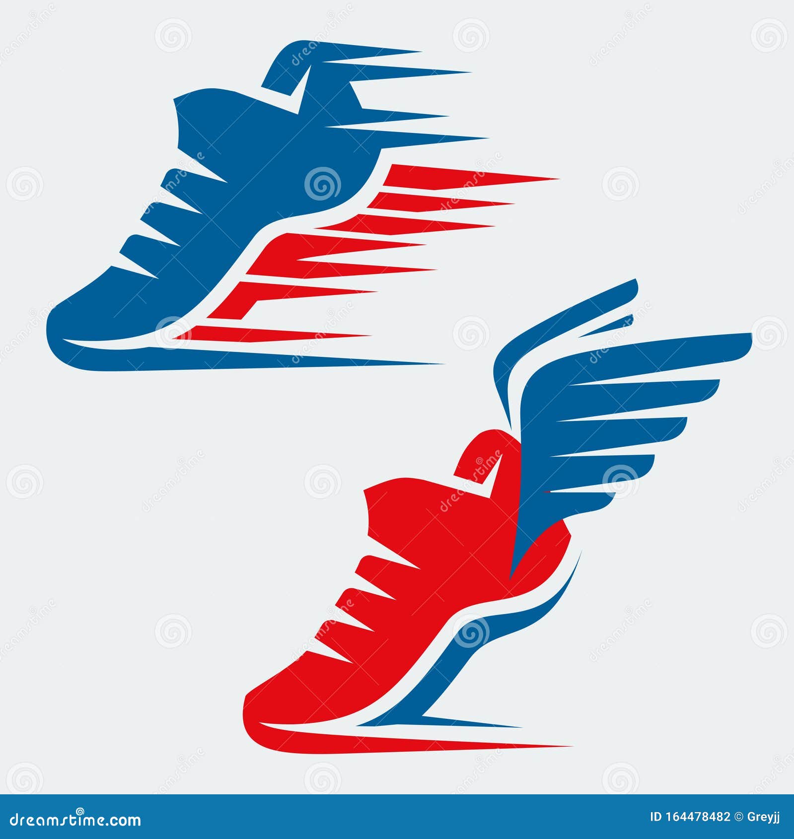 running shoes with speed and motion trails and with wings
