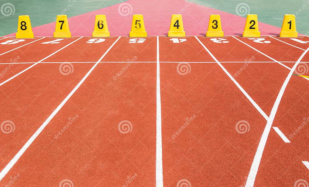 Running Track with Lane Numbers. Stock Photo Image of athlete