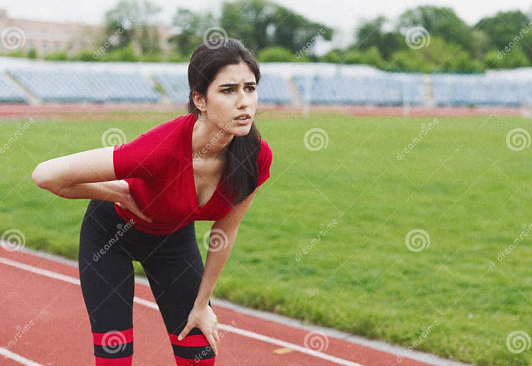 Running Woman with Stomach Side Pain after Jogging Work Out. Stock Image Image of athlete