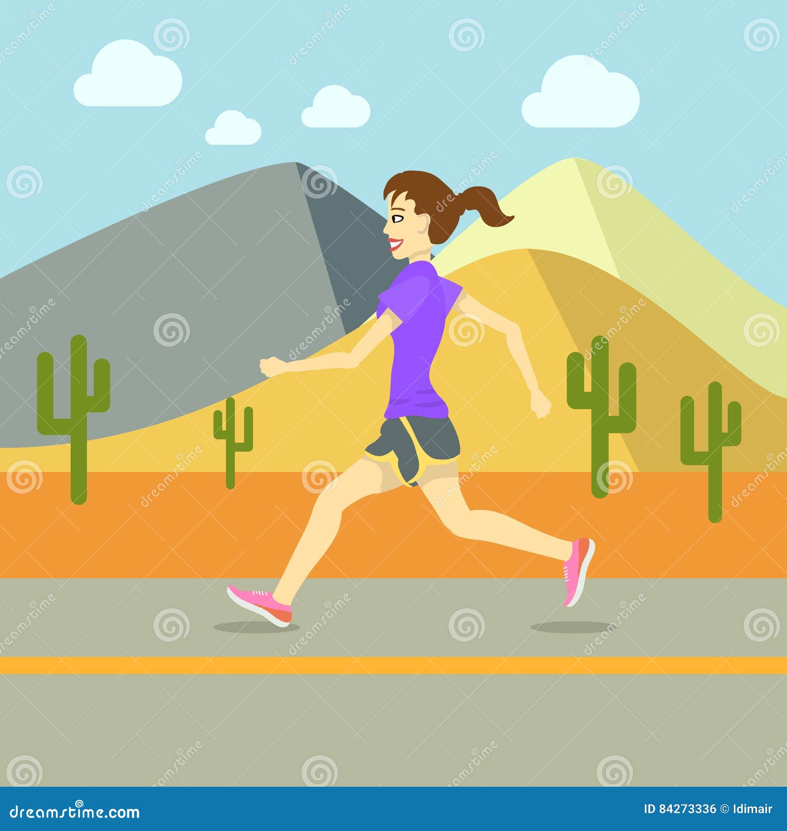 running women, sport exercising flat  