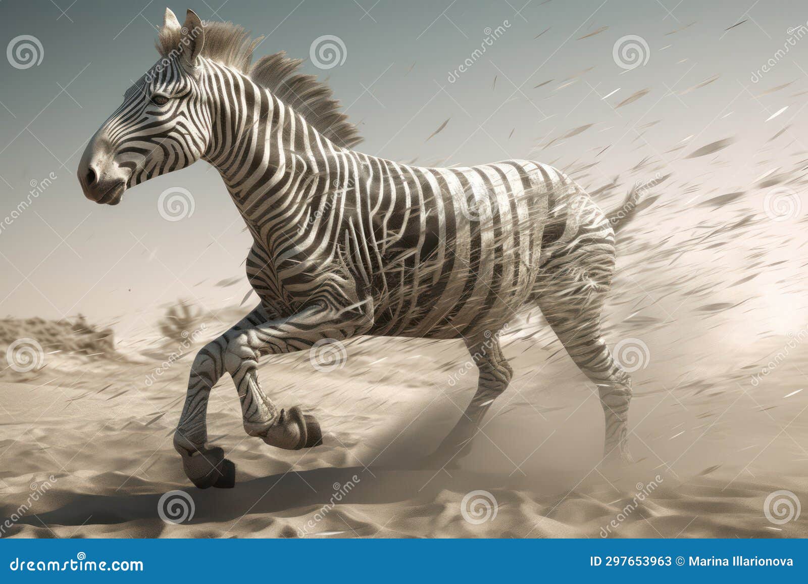 running zebra, art concept of fight and victory. generative ai
