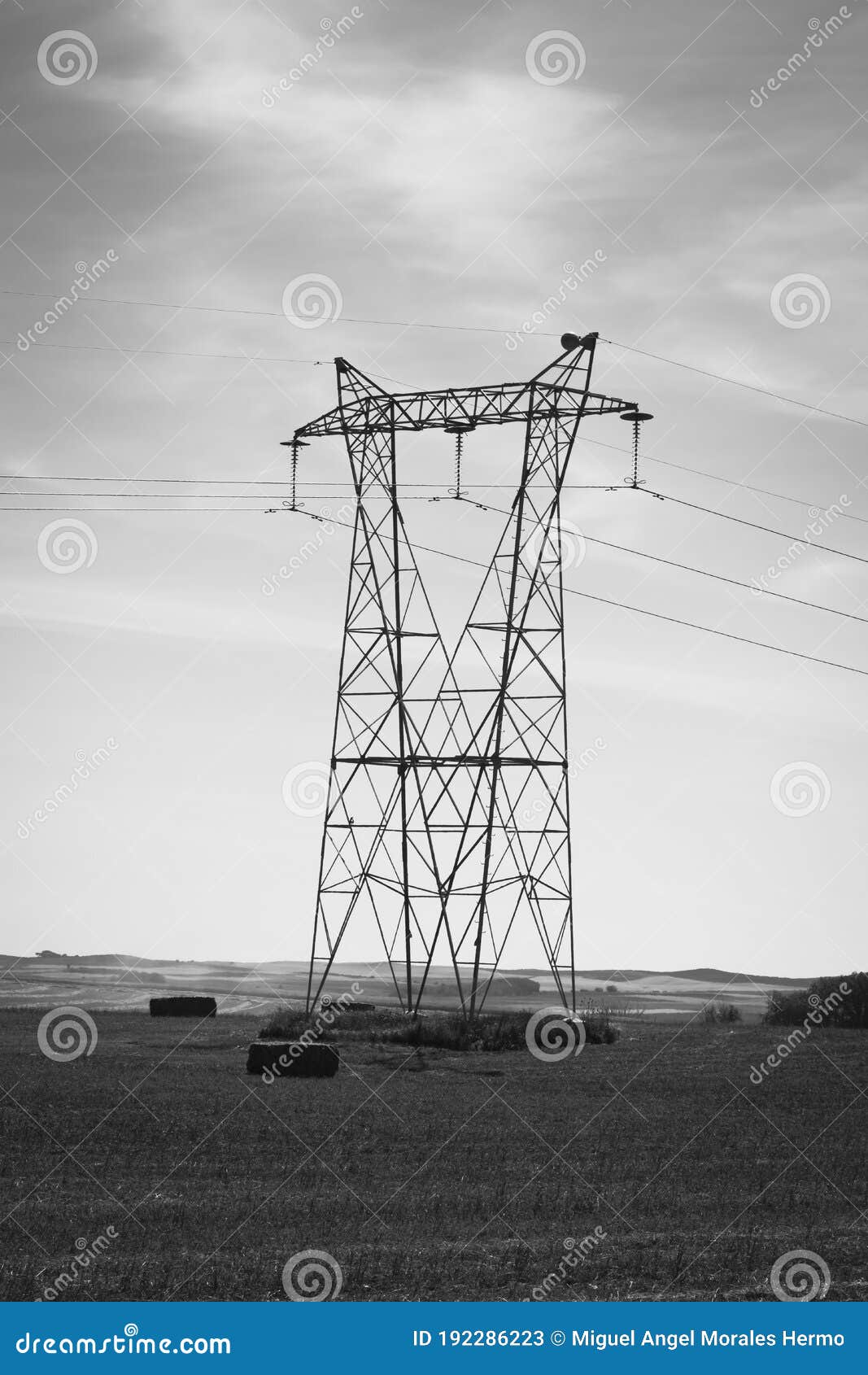 rural area crossed by a high voltage line