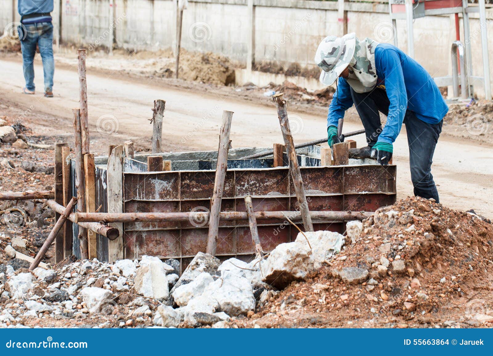 Rural construction worker stock photo. Image of background - 55663864