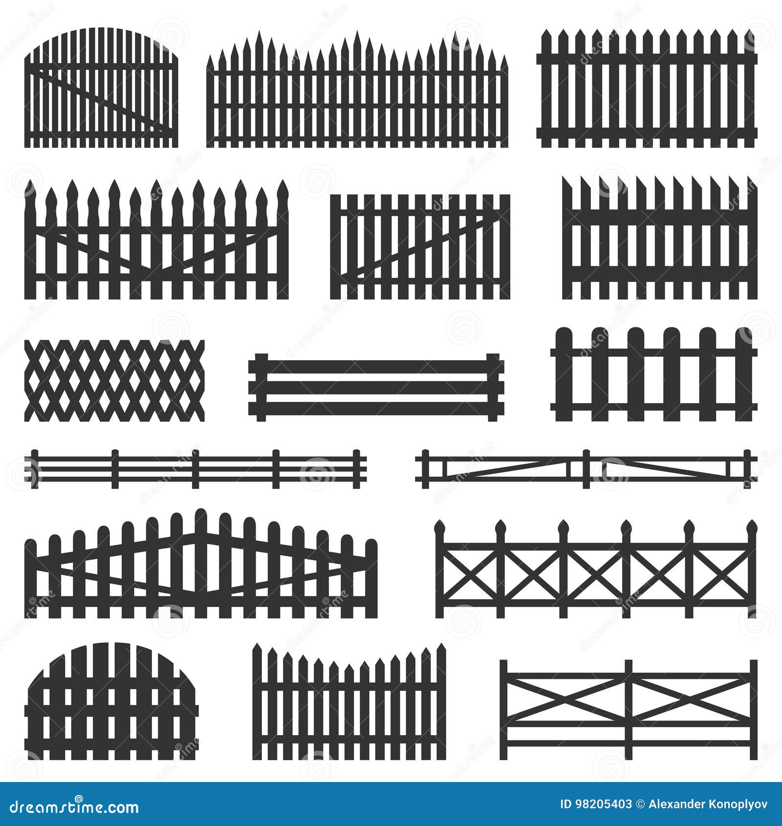 rural fences wooden set