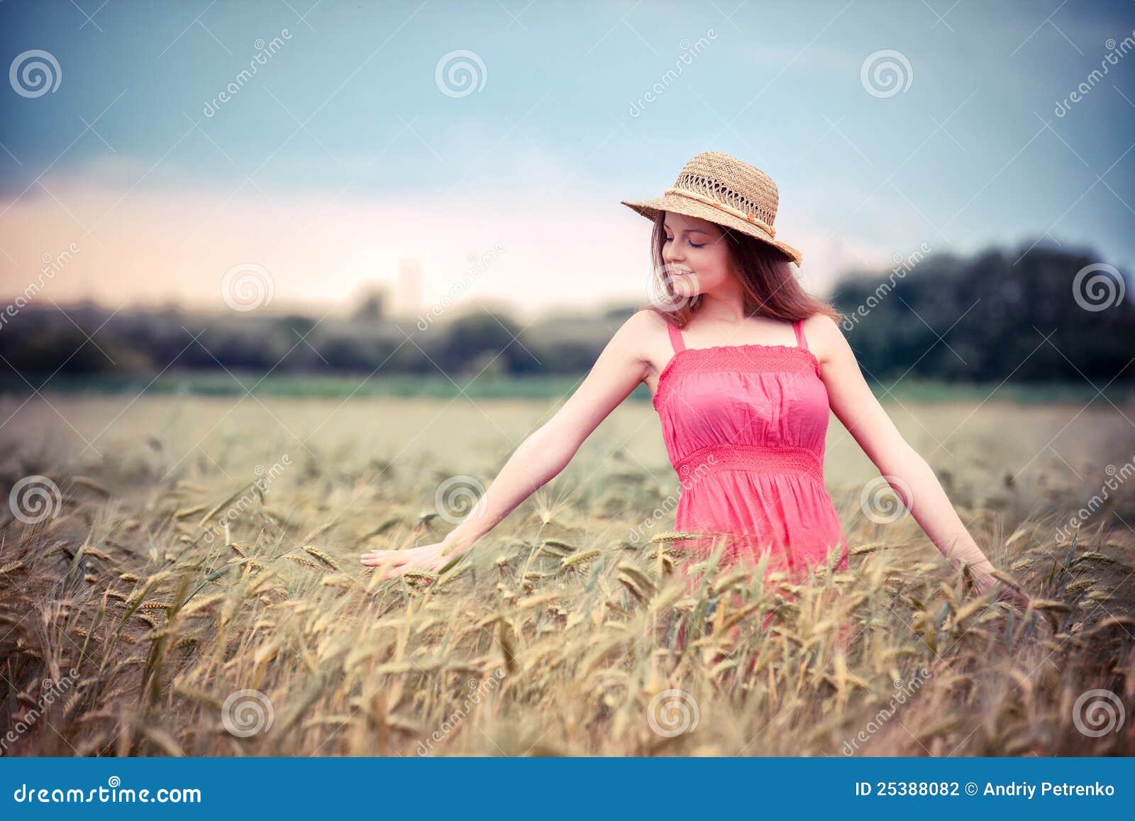 Rural girl in field stock photo. Image of caucasian, people 25388082