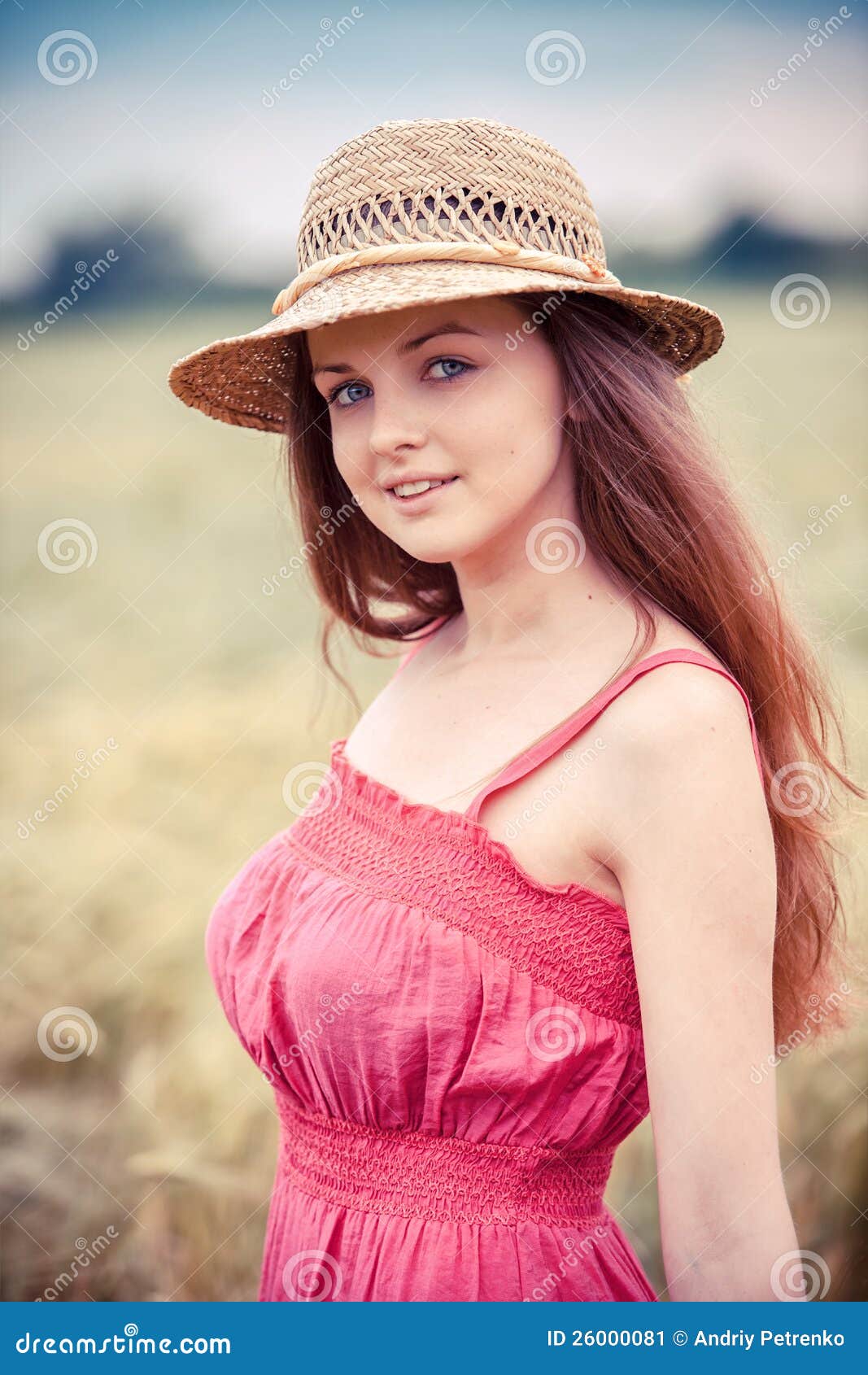Rural girl in field stock image. Image of dress, caucasian 26000081