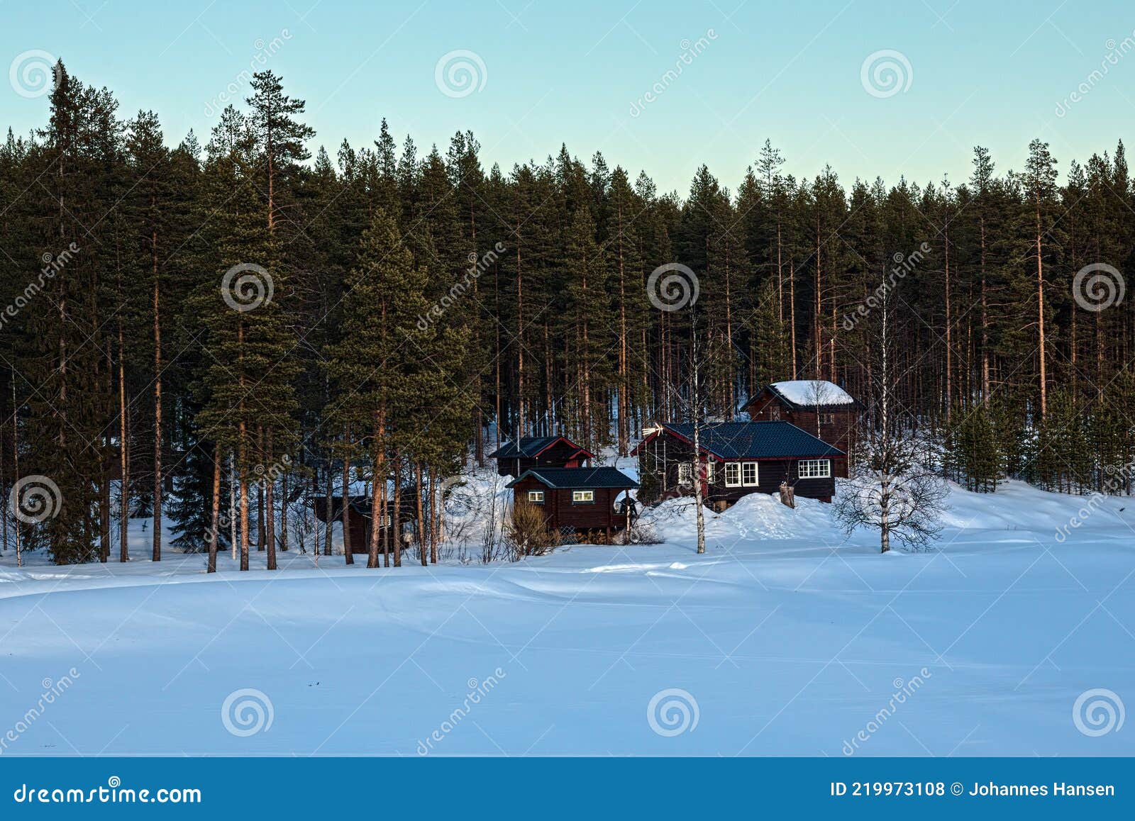 Rural Houses at Mala River in Swedish Lapland Stock Photo Image of