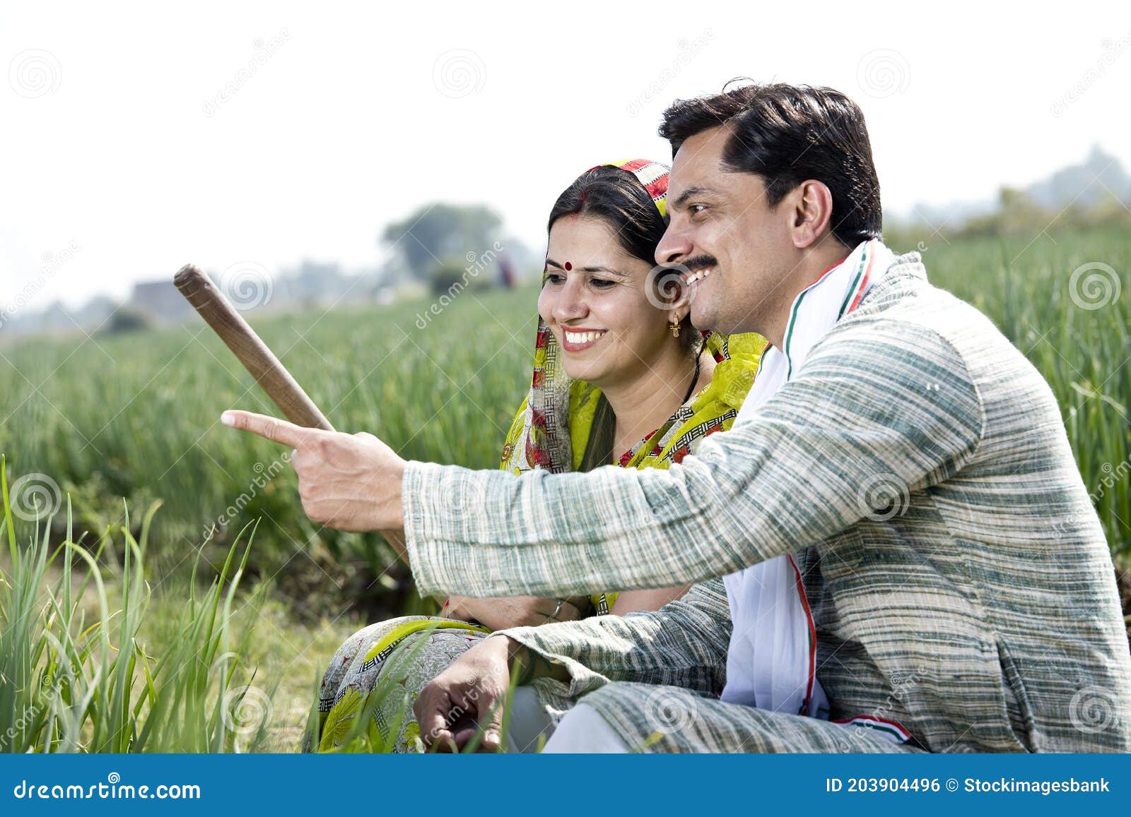 Rural Indian Couple in Agricultural Field Stock Photo Image of