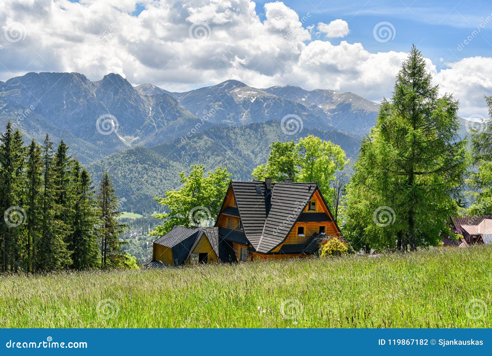 rural landscape, country house in the foothills of tatra mountains, zakopane