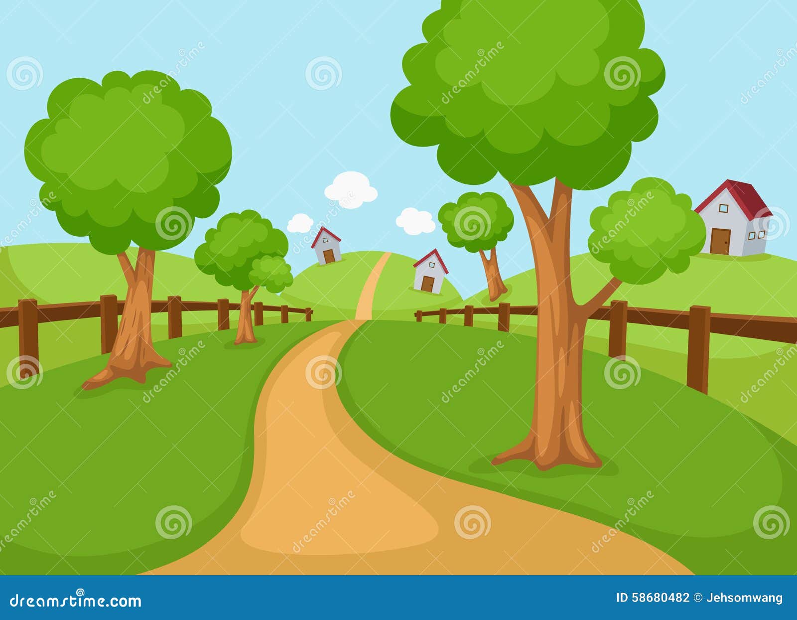 Rural landscape vector stock vector. Illustration of flower - 58680482
