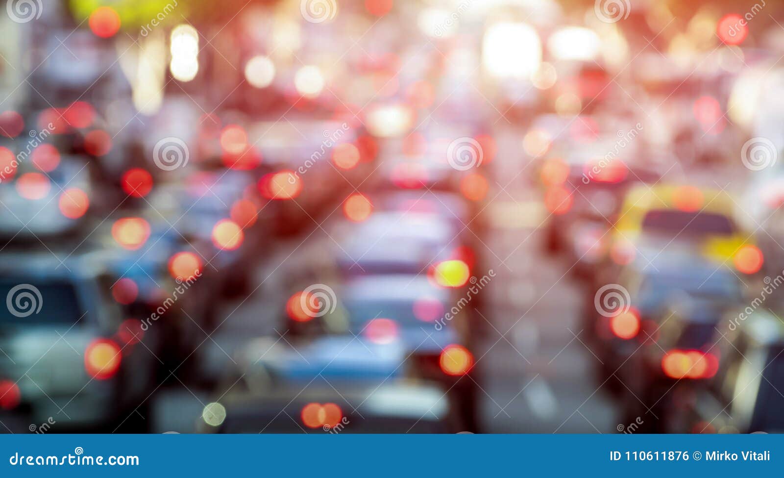 rush hour with defocused cars and generic vehicles - traffic jam