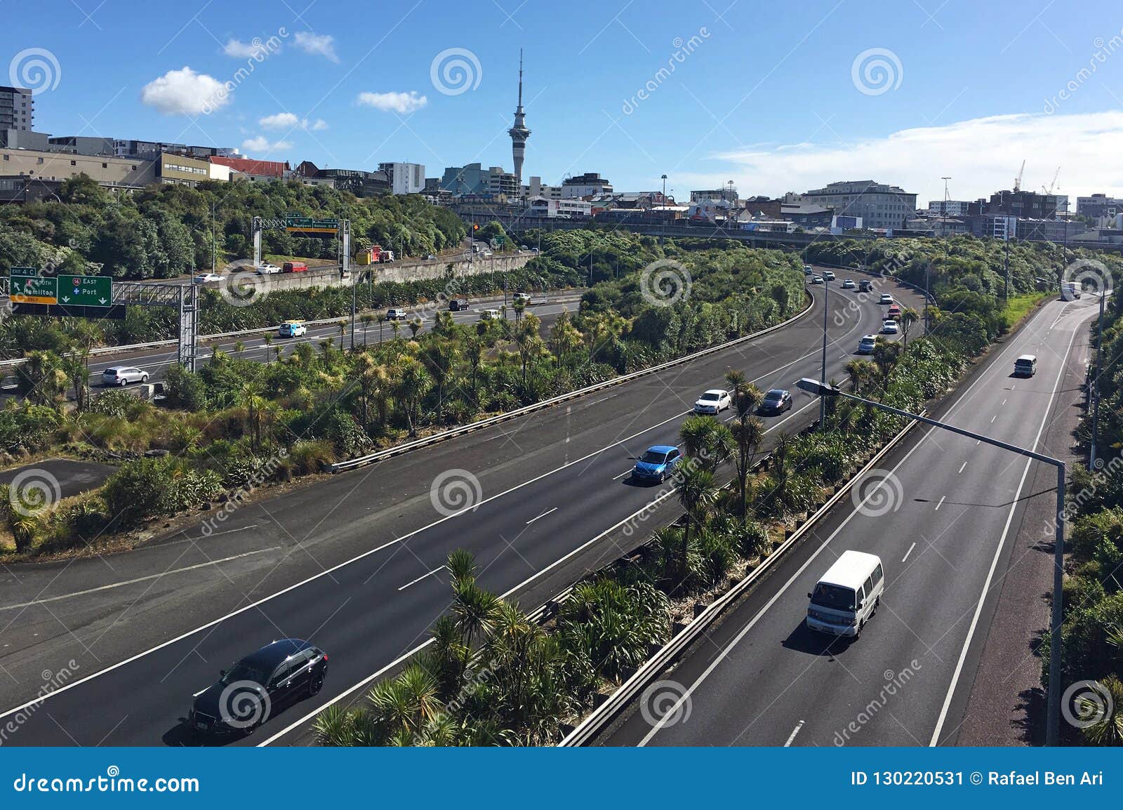 Rush Hours Traffic on Auckland Central Motorway Junction New Ze Stock