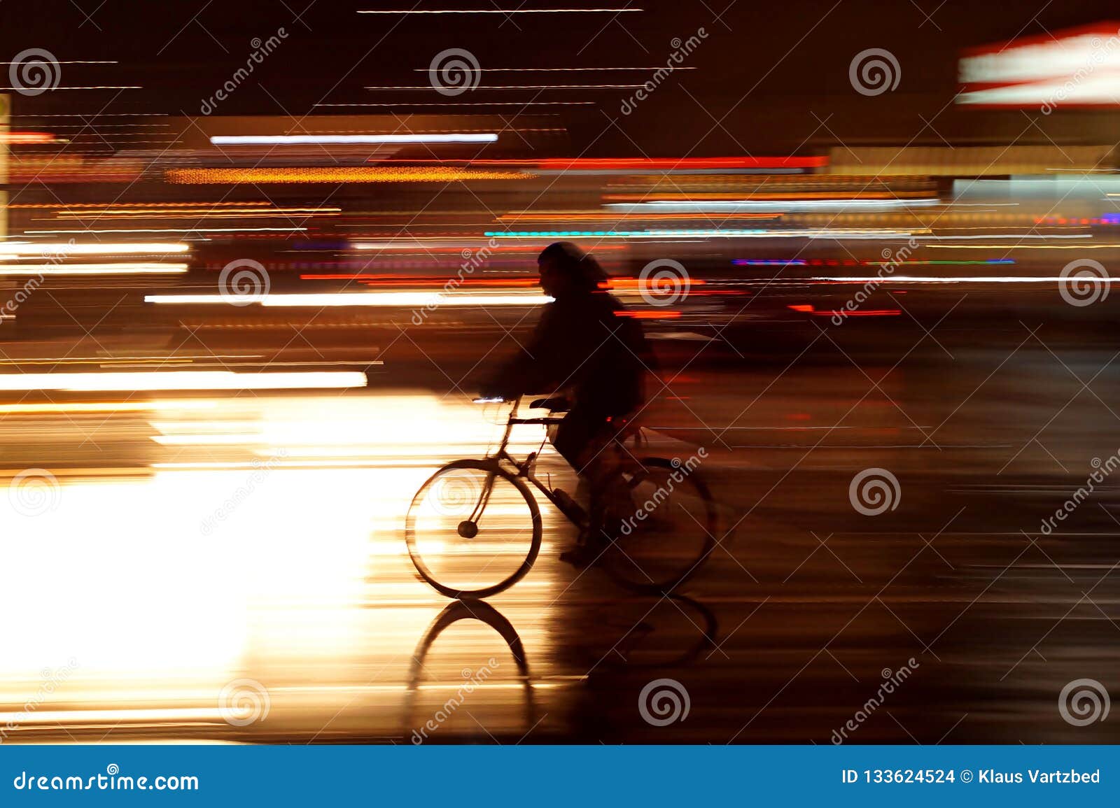 rushhour with cyclists at night