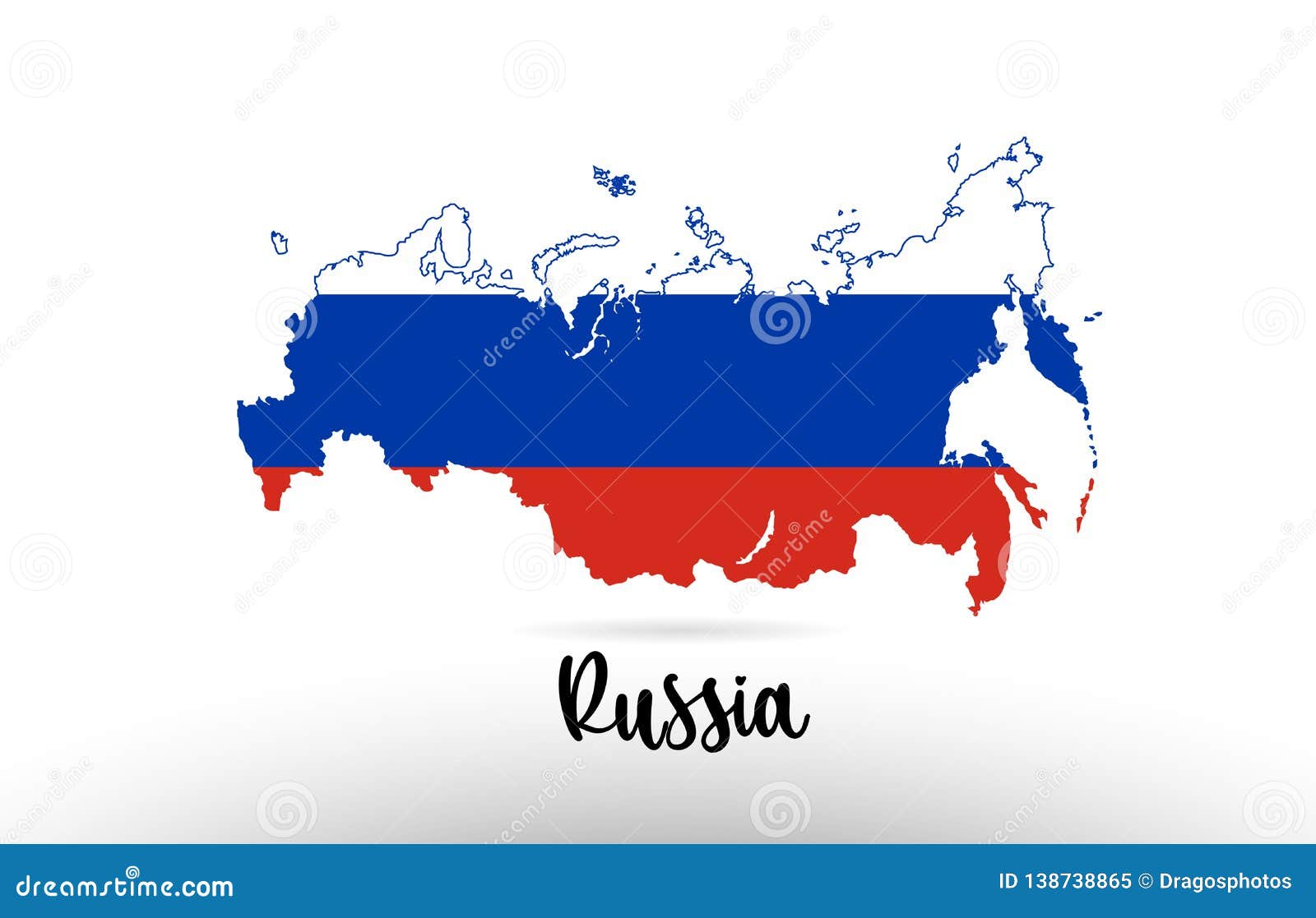 Russia map with flag of country