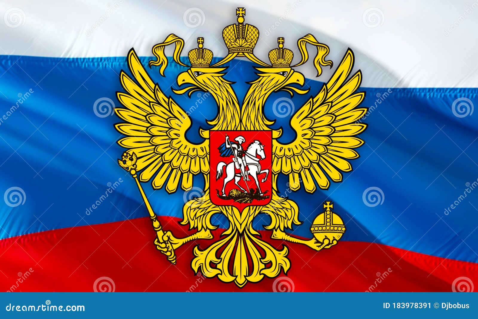 3D Flag of the Russian Empire. Stock Illustration - Illustration