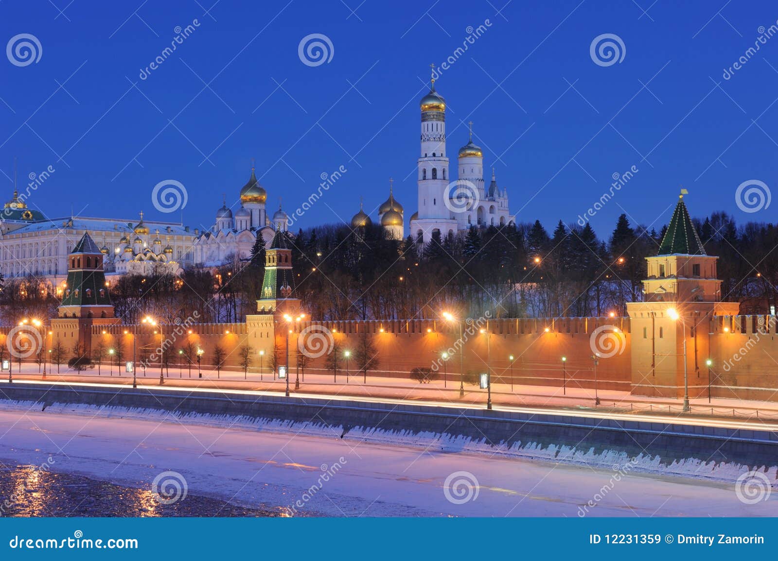 russia. ensemble of moscow kremlin at night