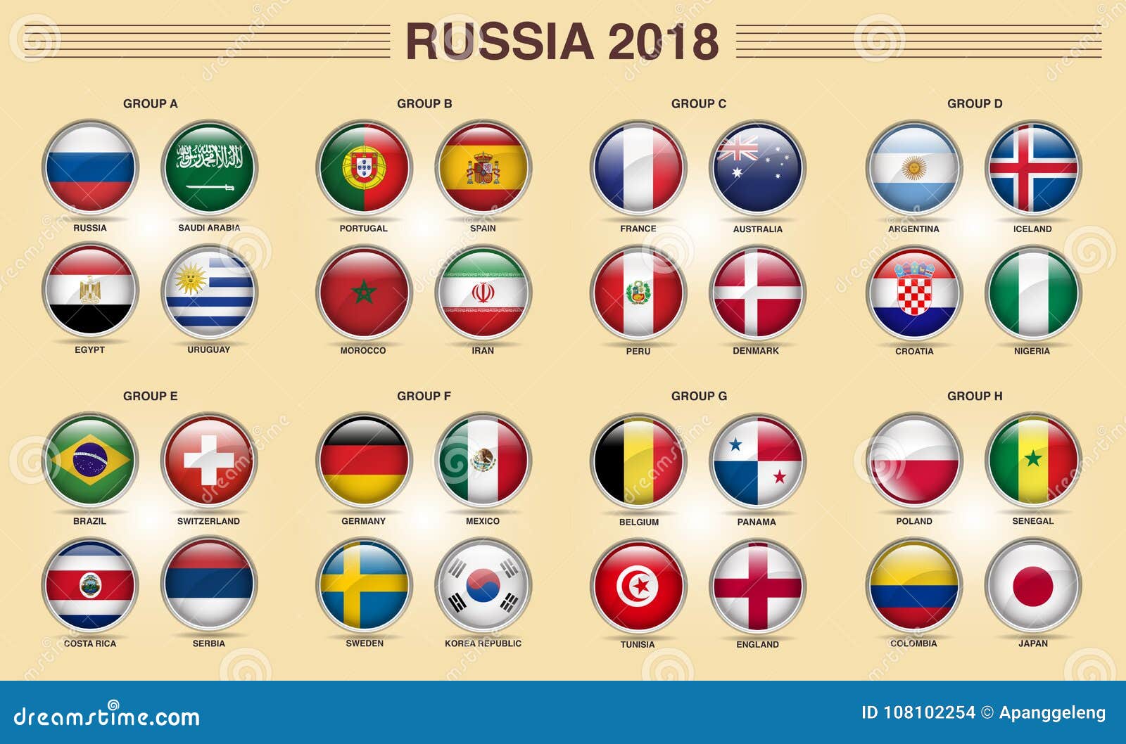Fifa world cup russia 2018 group a fixture Vector Image