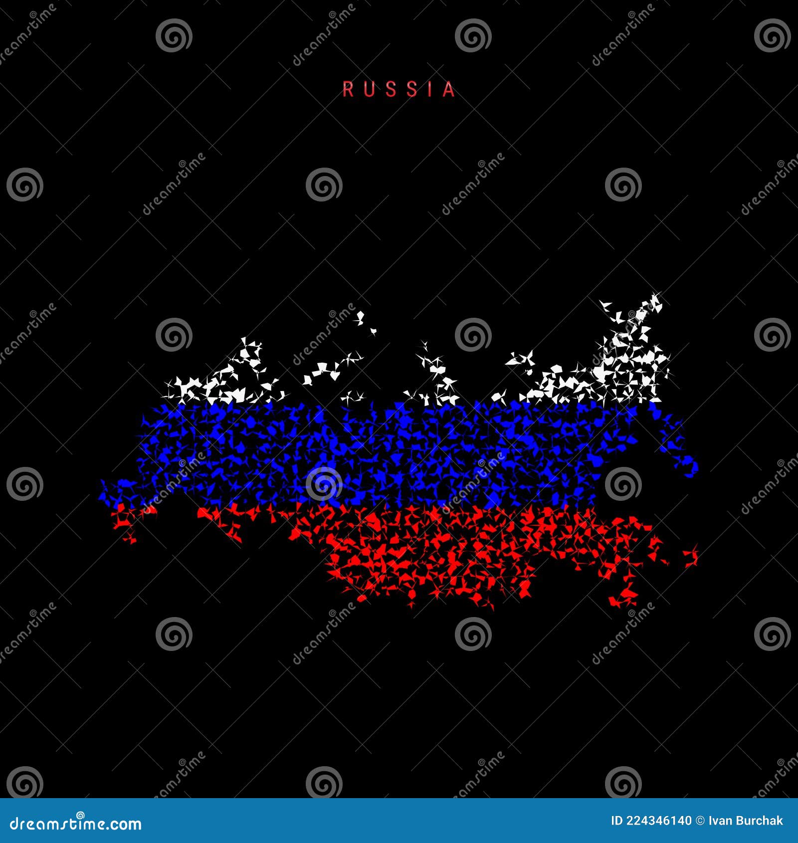 Russia flag map chaotic particles pattern Vector Image