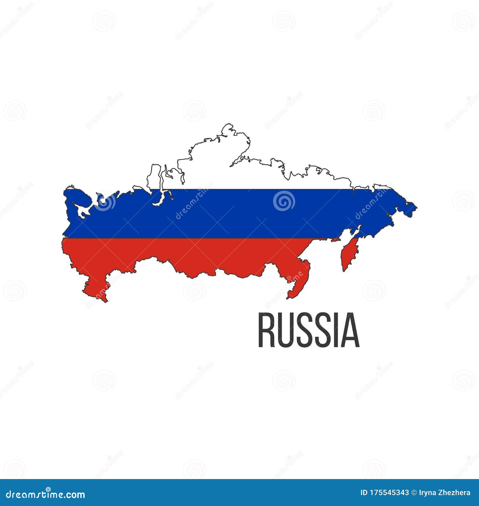 Russia map with flag of country