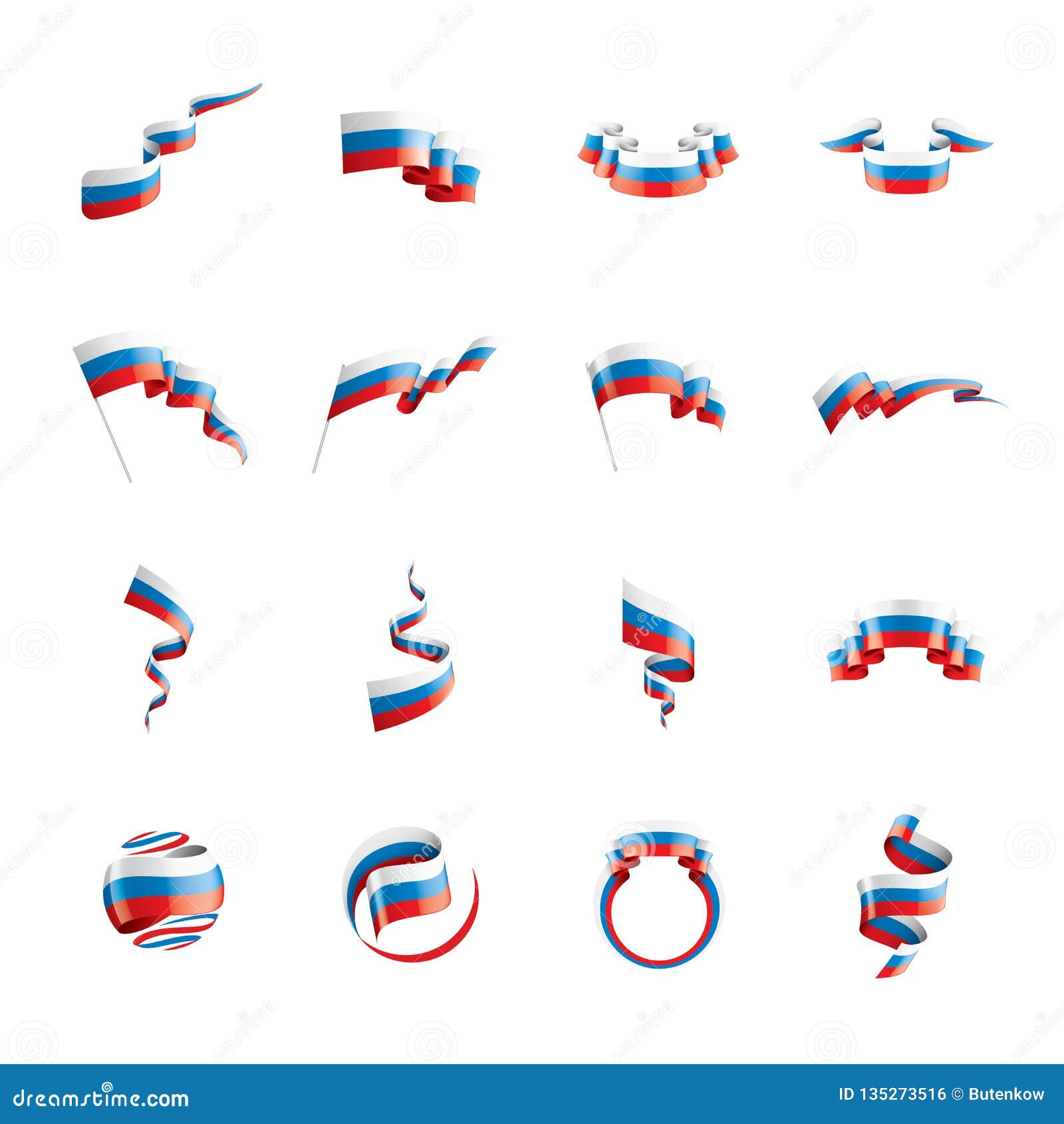 Download Russia Flag, Vector Illustration On A White Background ...