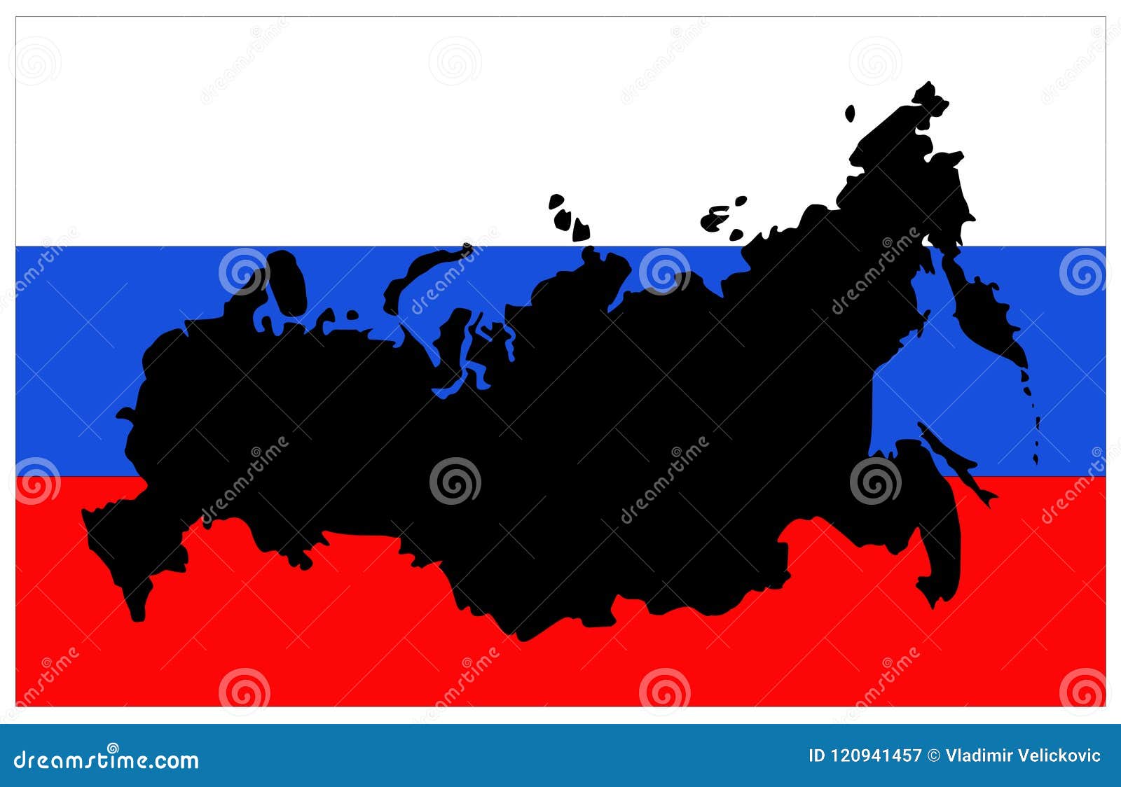 Russia map with flag of country