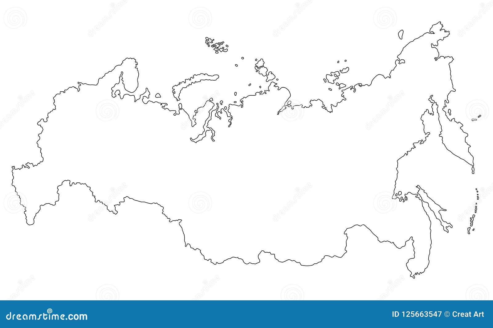 Russia Map Outline Vector Illustration Stock Vector Illustration