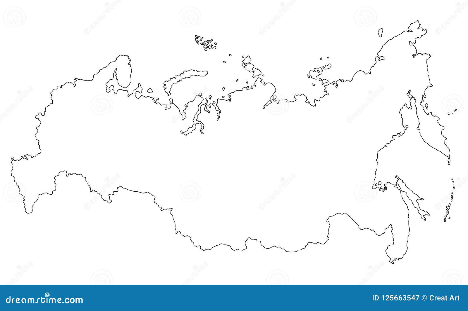 Russia Map Outline Vector Illustration Stock Vector - Illustration of