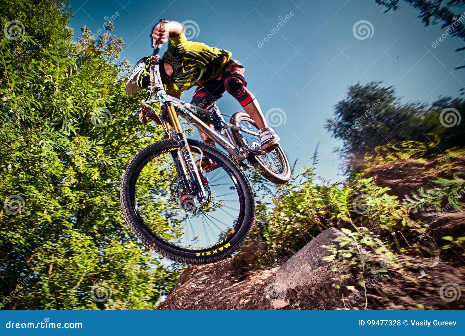 Jump and Fly on a Mountain Bike in Outdoor Editorial Stock Photo ...