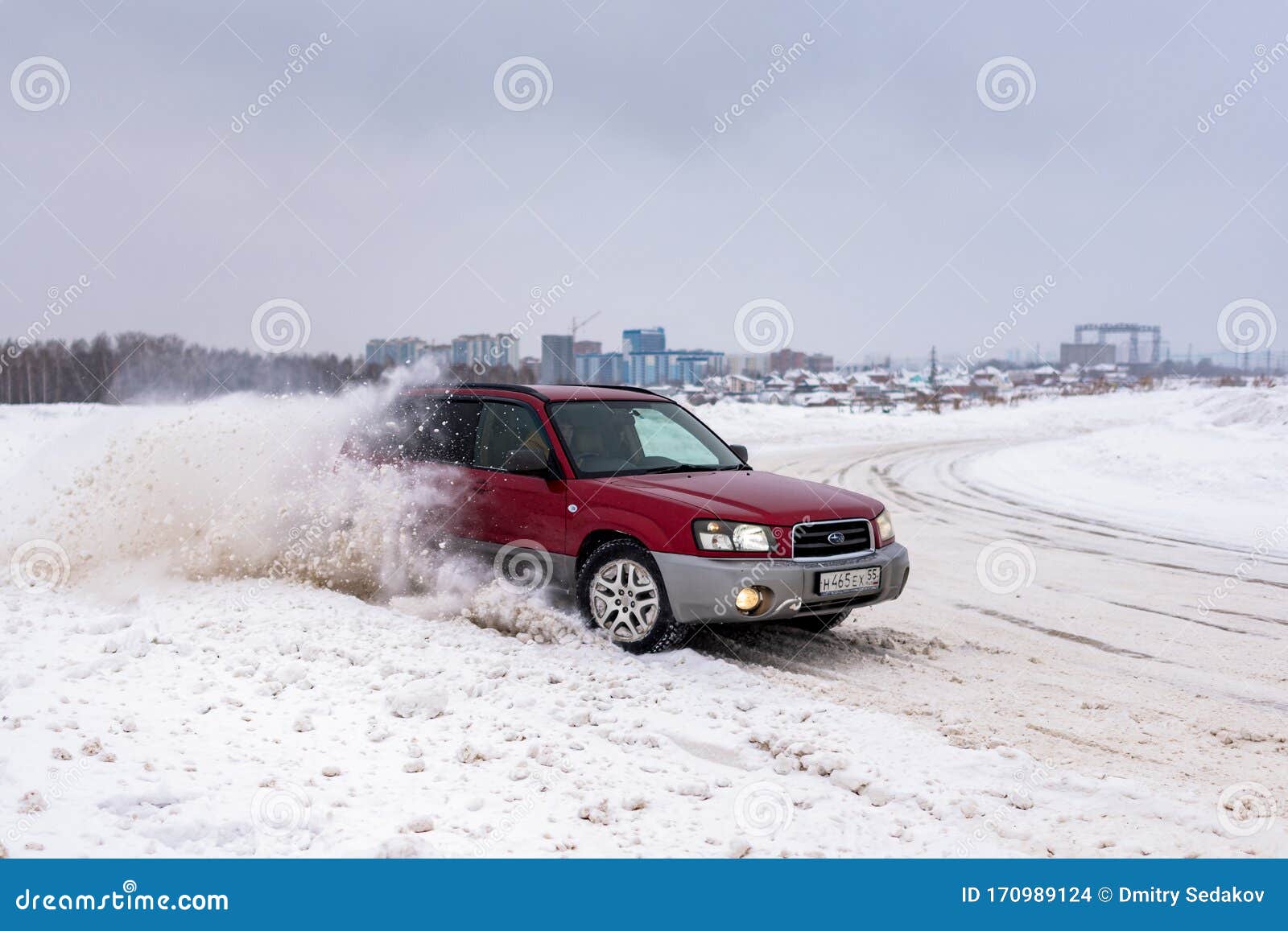 Nowosibirsk Russland Januar 2021 Subaru Forester Schwarzes Lenkrad