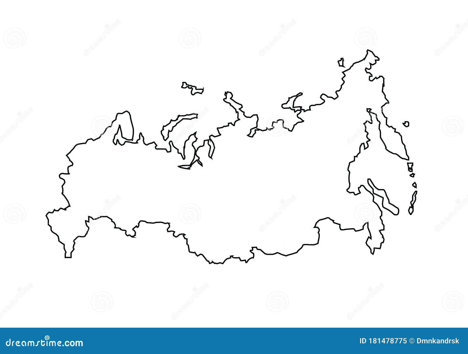 Russia Outline Map National Borders Country Shape Stock Illustration