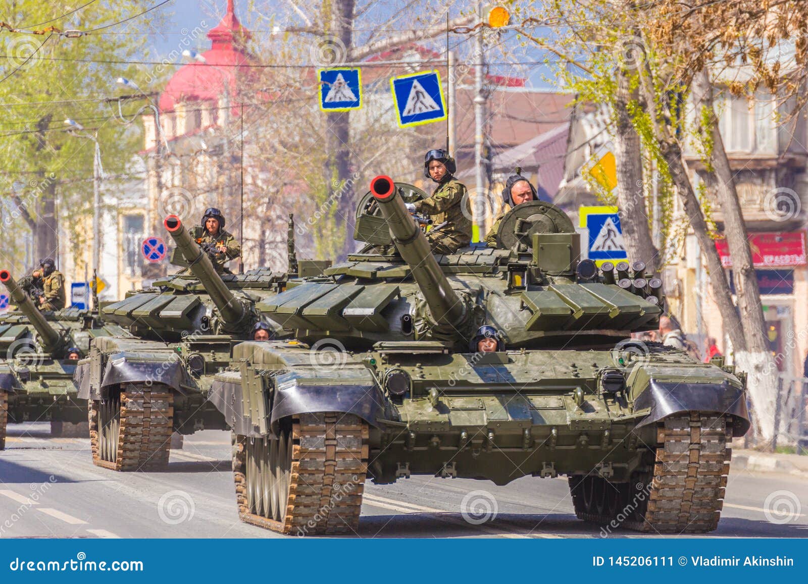 New Military Modified Russian Army Main Battle Tank T 72b3m In Green Camouflage At The City Street Editorial Photo Image Of Armor Celebration