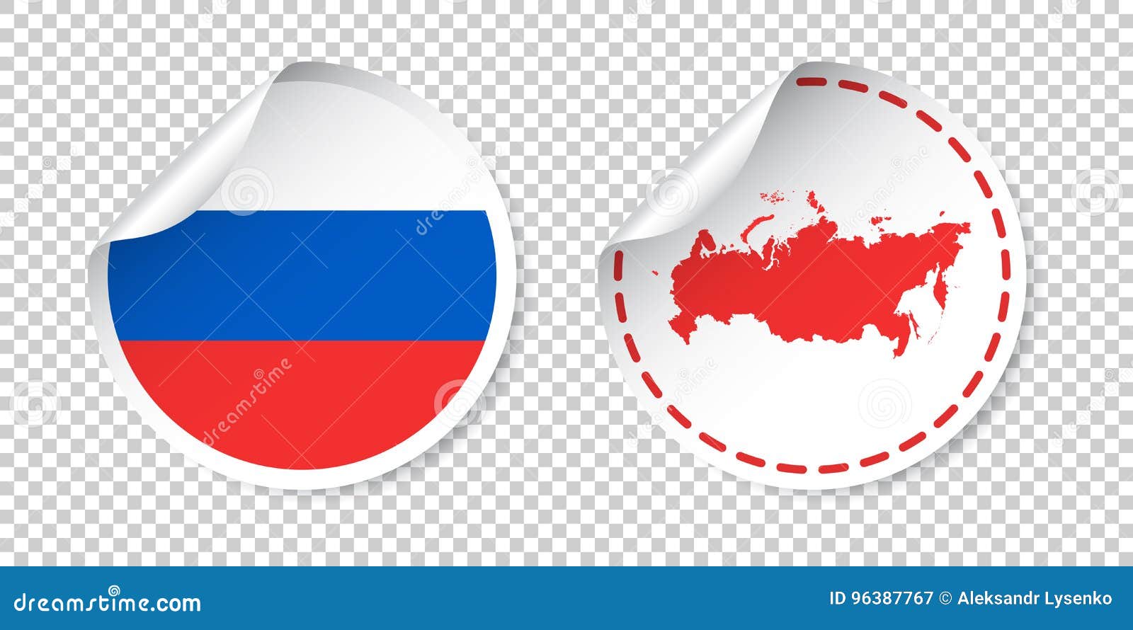 Russia flag and map. European countries flag isolated on map. Stock Vector