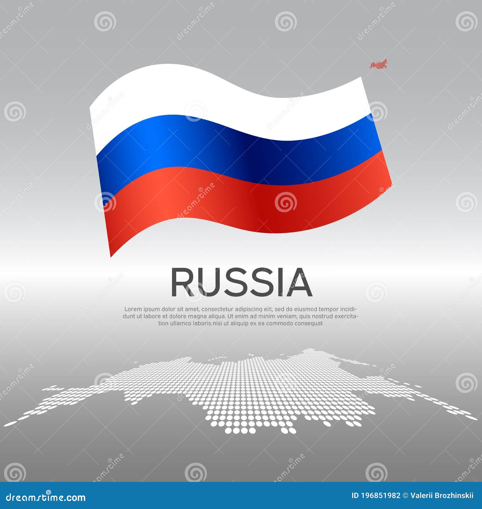 Russia National Flag Map Design, Illustration Of Russia Country