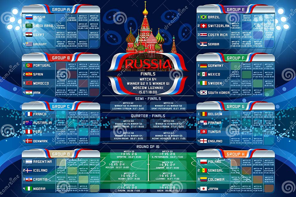 Russia World Cup Calendar Web Banner Stock Vector Illustration of