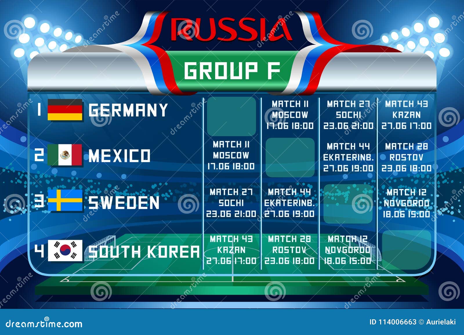 Fifa world cup russia 2018 group a fixture Vector Image