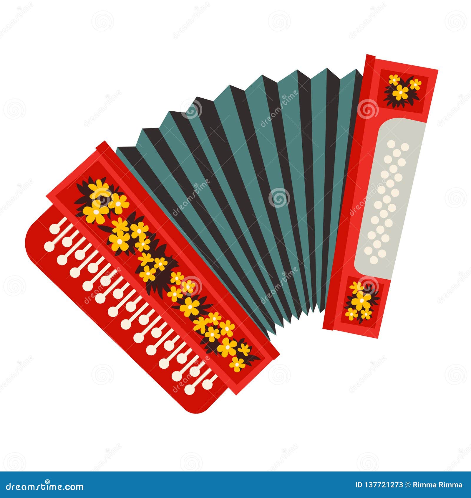 russian accordion  . russian tradicional musical instrument. bayan icon cartoon style,  on a white backg
